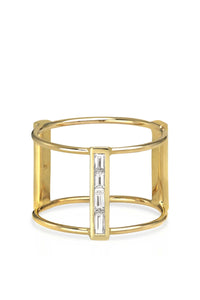 Gold Baguette Diamond Bar Ring