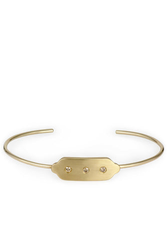 ID Bracelet in solid 14k recycled yellow gold with champagne diamonds